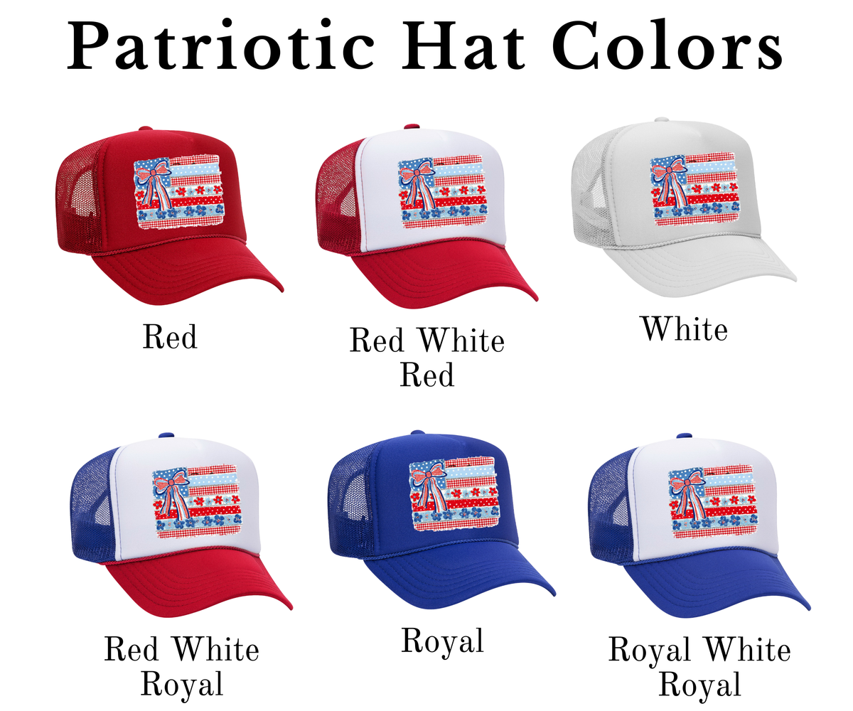 Coquette Bow American Flag Otto Trucker Hat for Women