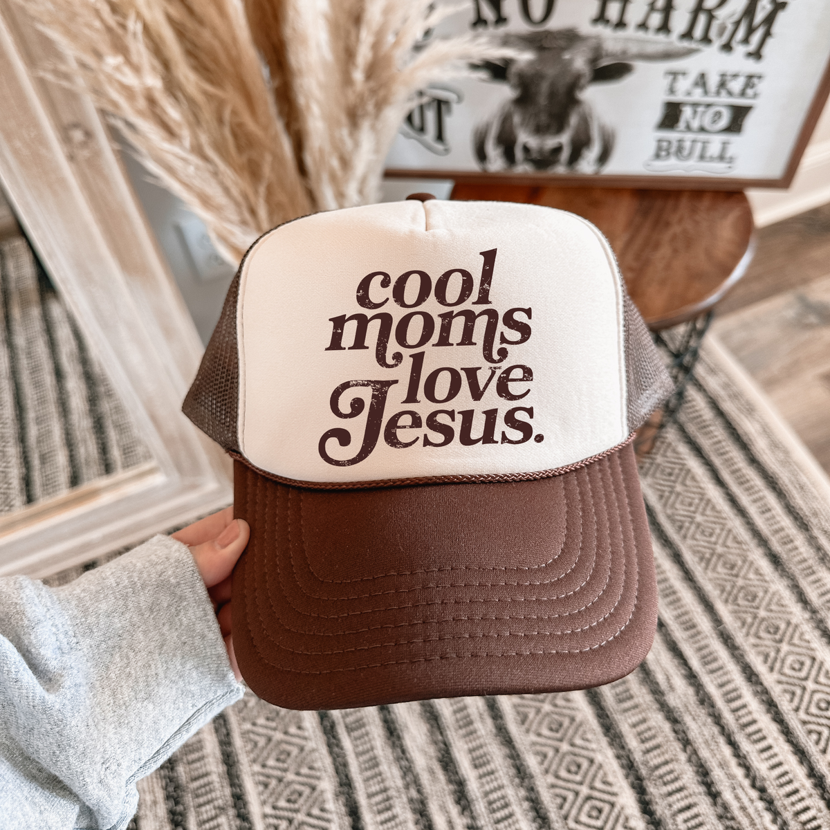 Cool Moms Love Jesus Otto Trucker Hat for Women