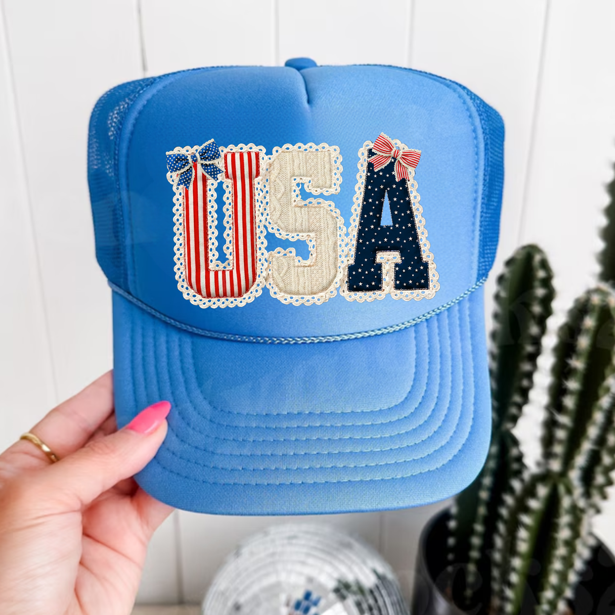 USA Patchwork Otto Trucker Hat for Women