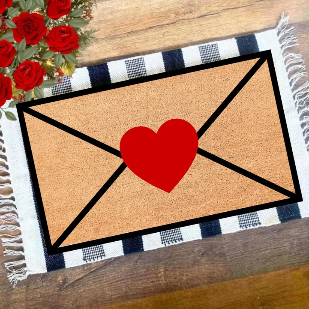 Sealed Heart Envelope Valentine Doormat