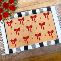 Coquette Door With Mini Hearts Mat, Valentines Day Doormat, Door Mat. Doormat with Heart, Heart Doormat, Valentines Day Decor, Front Porch Decor, Welcome Mat