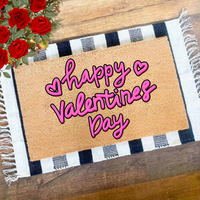 Happy Valentine's Day Mat, Valentines Day Doormat, Door Mat. Doormat with Heart, Heart Doormat, Valentines Day Decor, Front Porch Decor, Welcome Mat