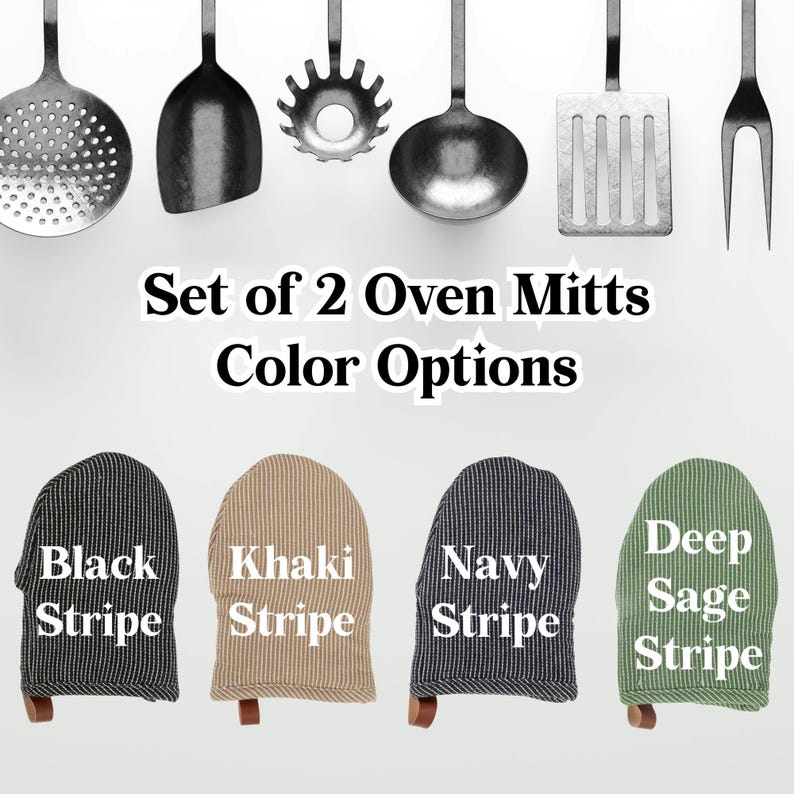 Personalized Set of 2 Stripe Oven Mitts