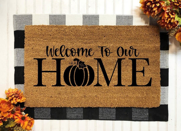 Welcome To Our Home Doormat, Welcome Fall Doormat, Fall Door Mat, Pumpkin Doormat, Pumpkins, Welcome Mat, Doormat, Fall Decor, Home Doormat