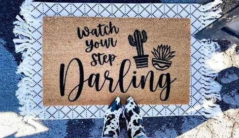 Watch Your Step Darling Doormat, Watch Your Step, Watch Your Step Doormat, Welcome Mat, Closing Gift, Door Mat, Cactus Doormat, Aztec