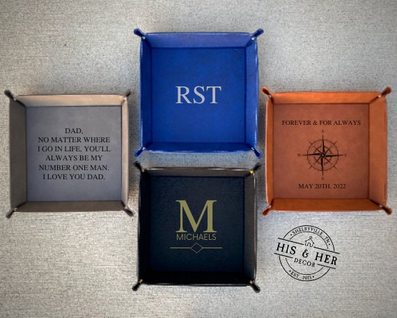 Personalized Gift for Him, Valentines Gifts for Him, Custom Man gifts, Leather Gift for Him, Valet Tray, Husband Gift, Dad Gift. Key Holder