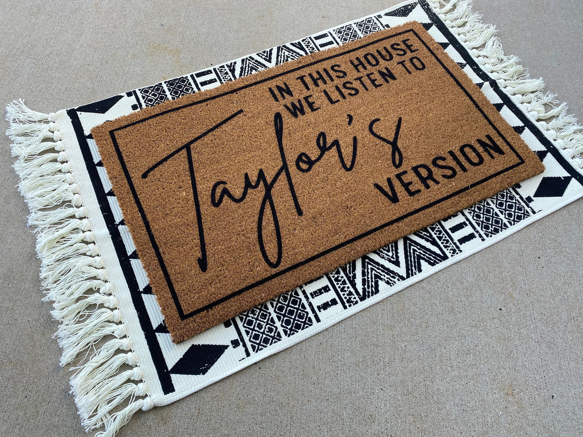 Taylor's Version Doormat | In This House We Listen To Taylor's Version | Funny Welcome Mat | Swiftie Fan Gift | Gift For Her | Christmas