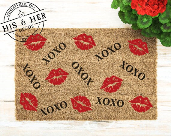 XOXO Door Mat, Valentines Day Decor, Valentines Doormat, Door Mat, Winter Doormat, Welcome Mat, Heart Door Mat, Valentines Day Gift, Doormat